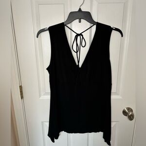 Hiatus Womens Black Sleeveless Top 2X Tie‎ Back Goth Retro Boho Chic Plus Size